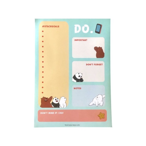 

Dijual We Bare Bears To Do List Notepad A5 Limited