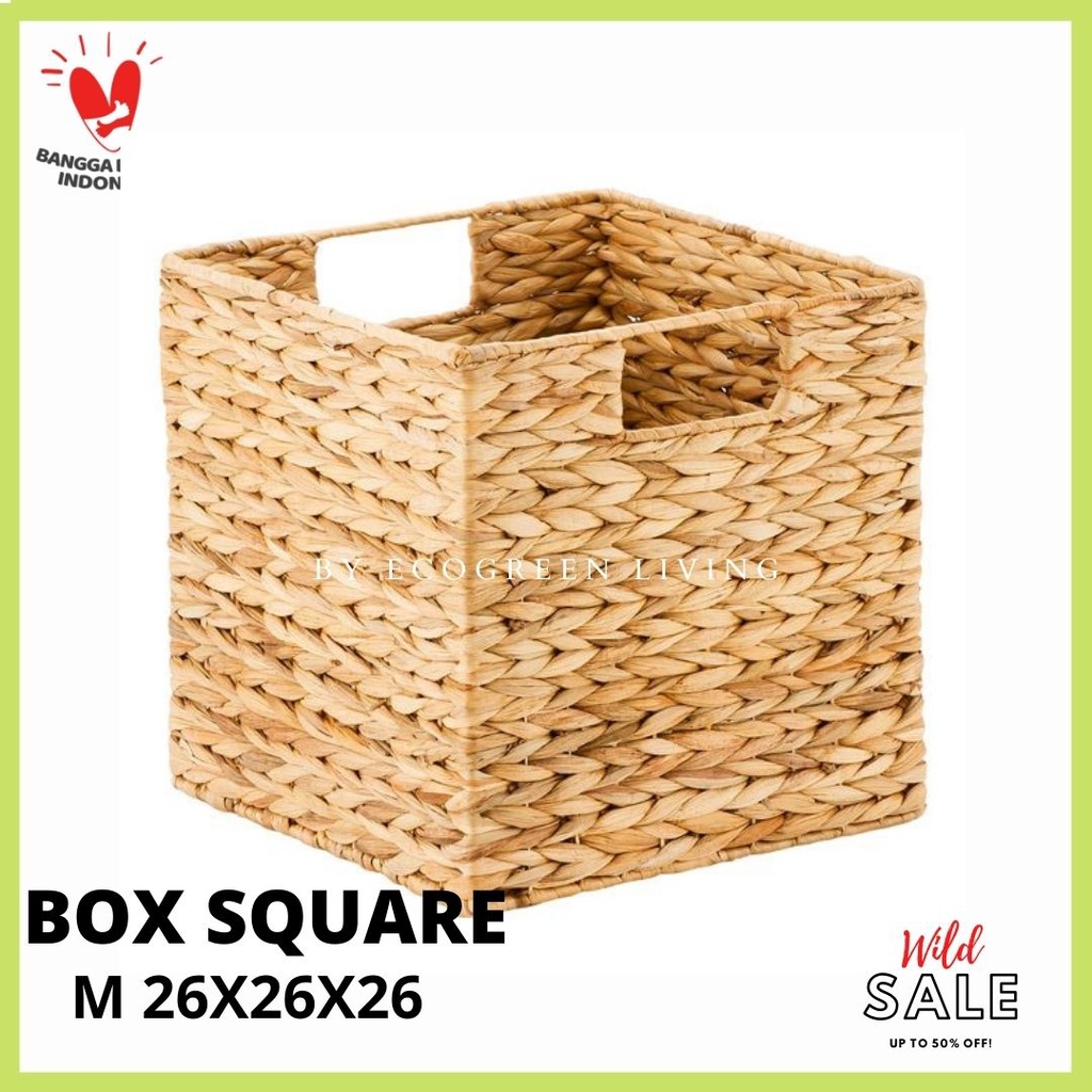 NEW - Tempat Penyimpanan Enceng Gondok / box square / Kotak Make up rias