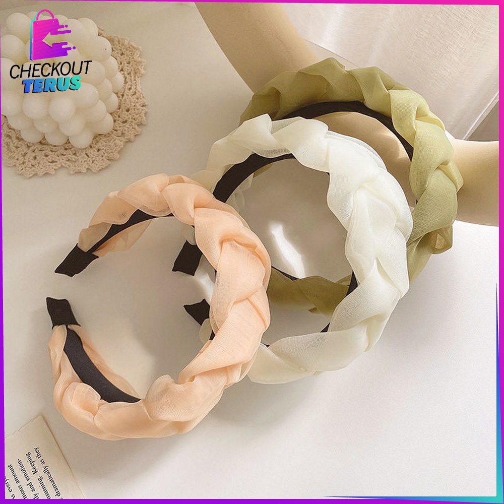 CT C530 Bando Kepang Wanita Scrunchie Headband Kepang Jalin Besar Ala Korea Aksesoris Rambut Wanita Bando Bandana