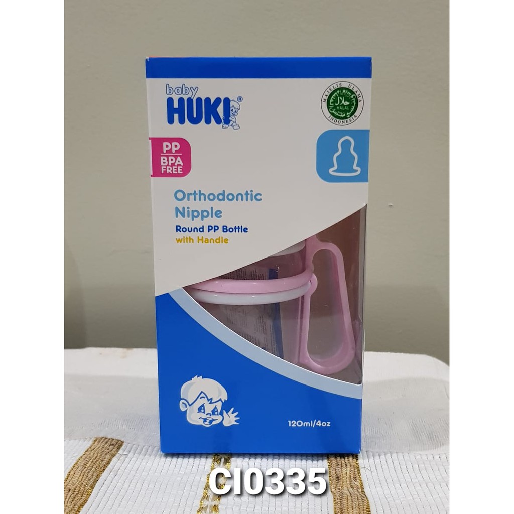 Baby Huki Round PP Bottle with Handle 120ml - CI0335