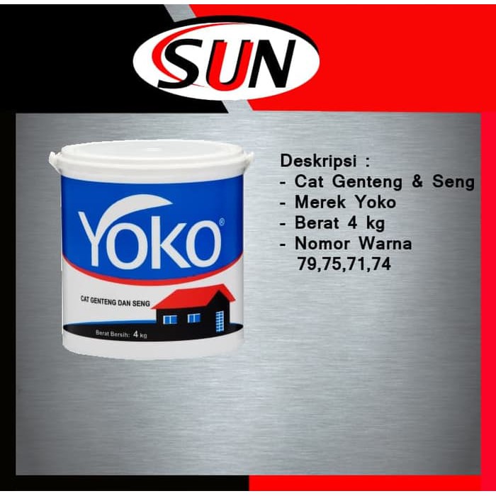 Update Cat Genteng /  Seng Yoko 4 Kg ( Khusus Gojek ) Sale!!!