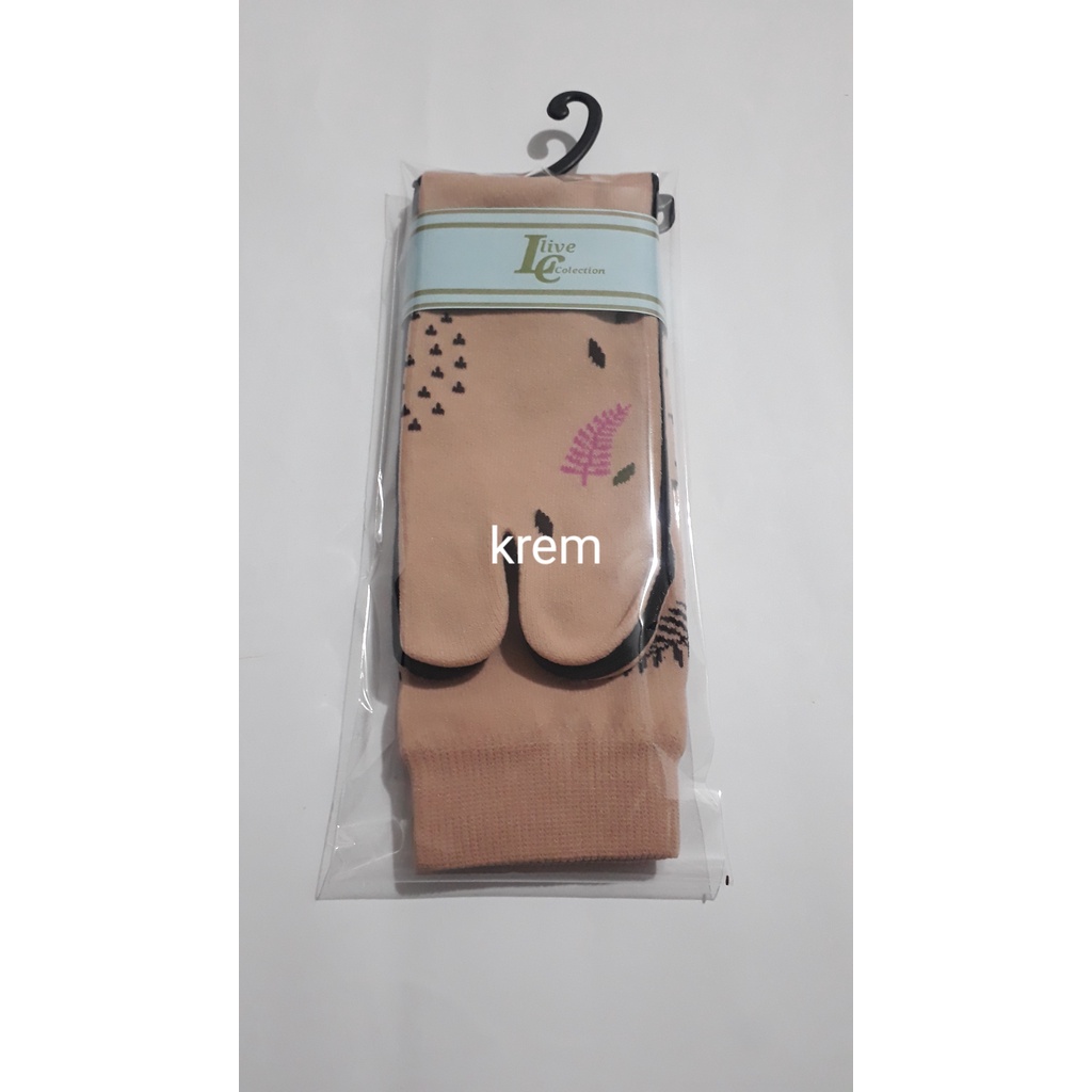 kaoskaki jempol motif/kaos kaki muslimah-krem