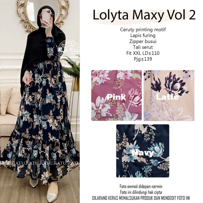 Lolyta Maxy vol 2 by Ratu *gamis muslimah cantik motif bunga nyaman dipakai*