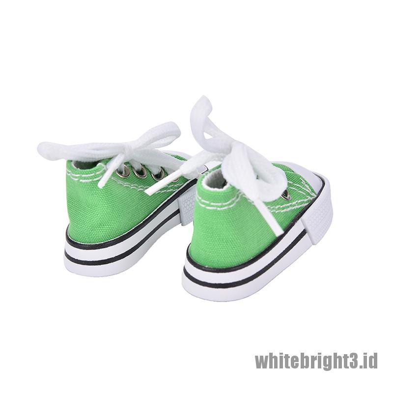 (white3) Sepatu Kanvas Mini 7.5cm Untuk Boneka Sharon BJD 16 Inch