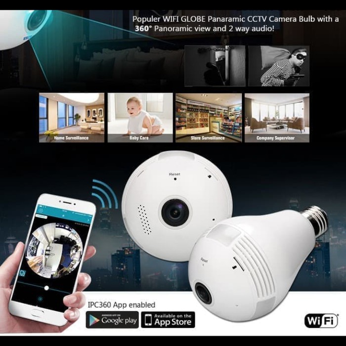 IP Cam Bolam Panoramic Camera V380 LampuBohlam VR SpyCam