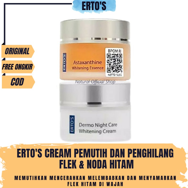 Ertos Cream Penghilang Menghilangkan Flek Hitam dan Wajah Kusam 2in1 Astaxanhine & Night Cream