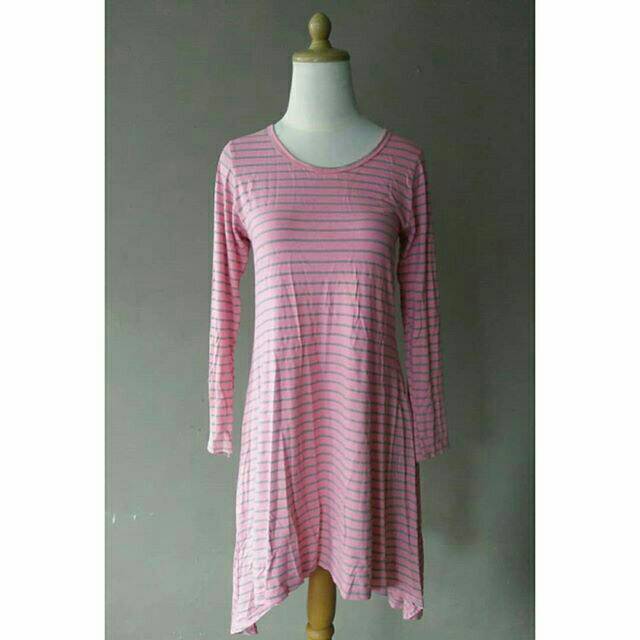 (Preloved/second)
Kaos tunik pink stripe