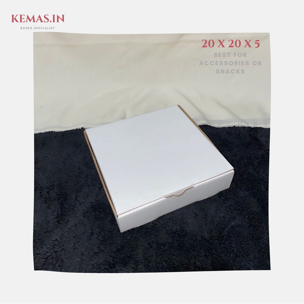 BOX/KARDUS/DUS DIE CUT 20x20x5 cm PIZZA PACKAGING POLOS OLSHOP-Putih