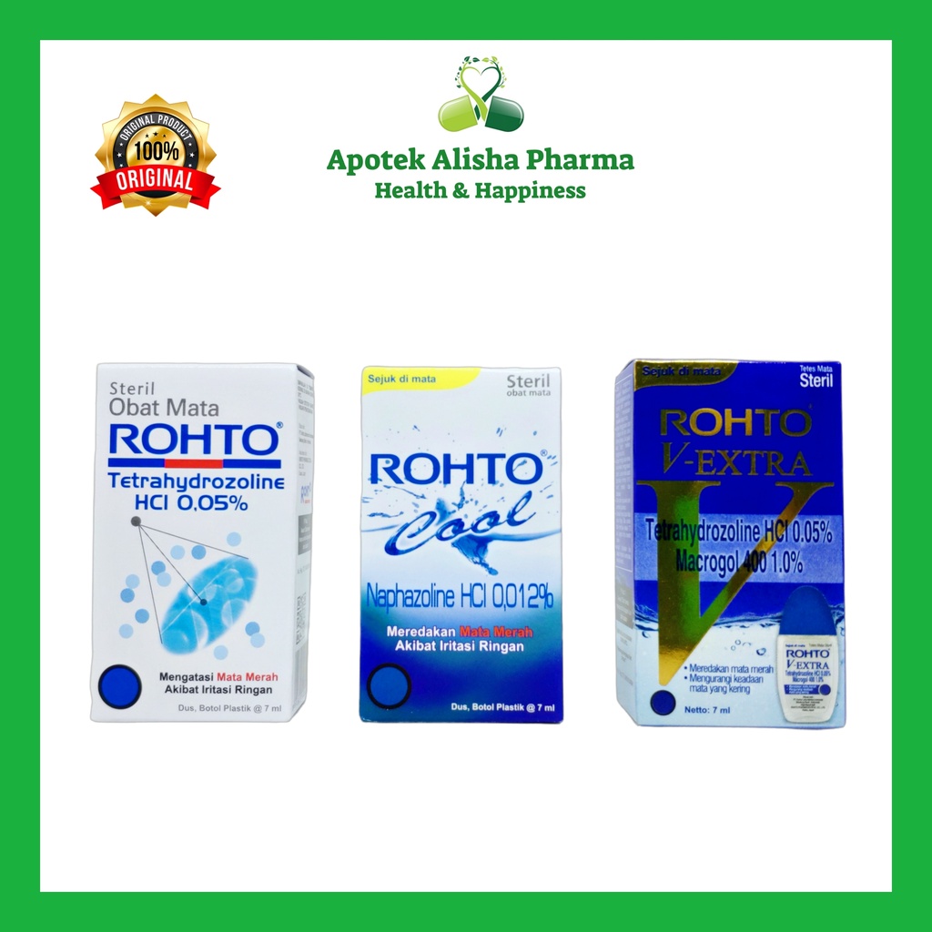 Rohto Tetes Mata 7ml / Rohto Cool Eye drop 7ml / Rohto V Extra 7ml - Rohto Putih Tetes Mata Iritasi Ringan / Mata Merah