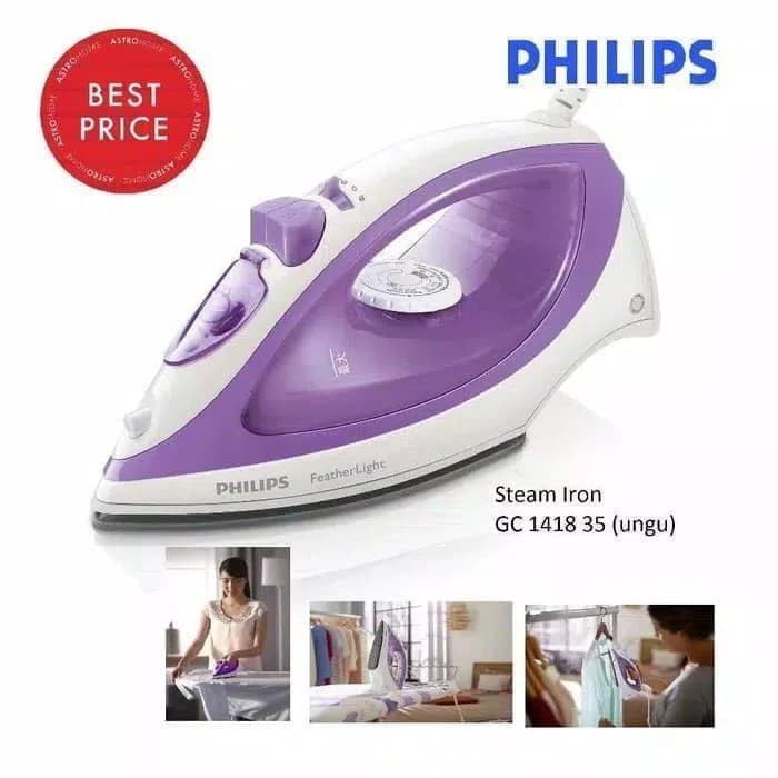 Setrika Philips GC1418 Steam Iron  Feather Light GC 1418