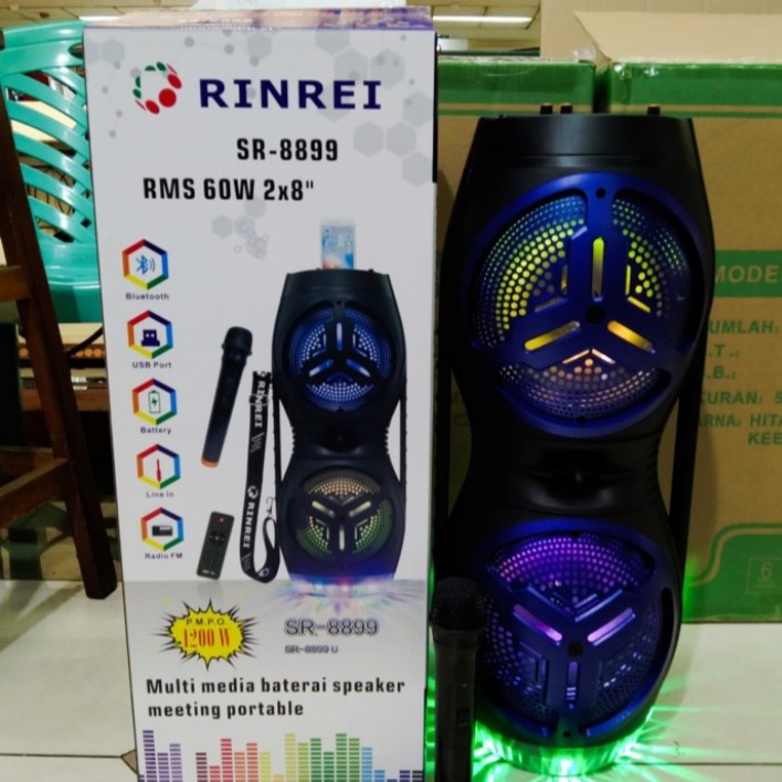 Speaker Portable Rinrei 8 inch Double speaker SR-8899U Speaker Karaoke