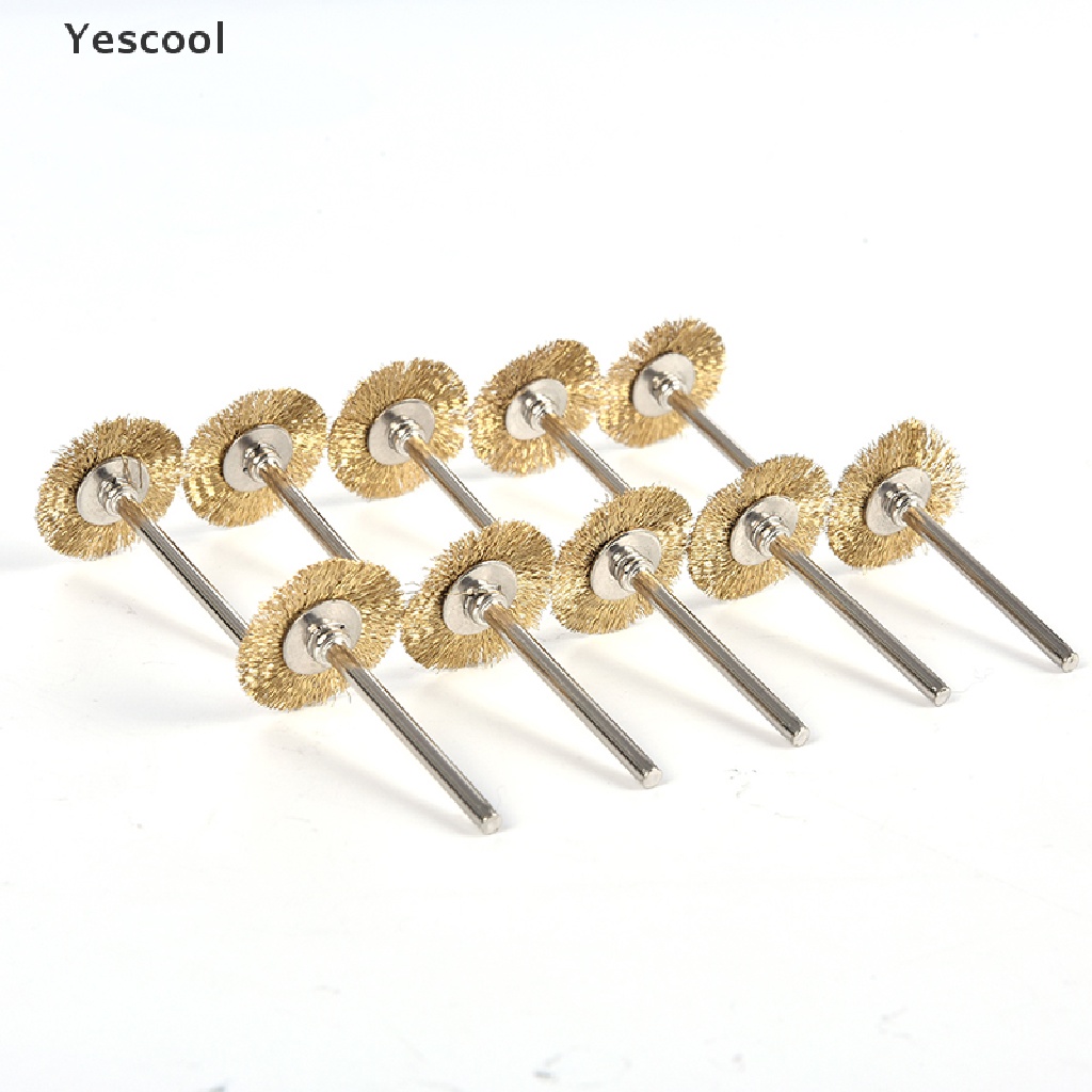 Yescool 10pcs Mata Bor Brush Kawat Tembaga Bentuk T 22mm Untuk Gerinda Rotary Tool