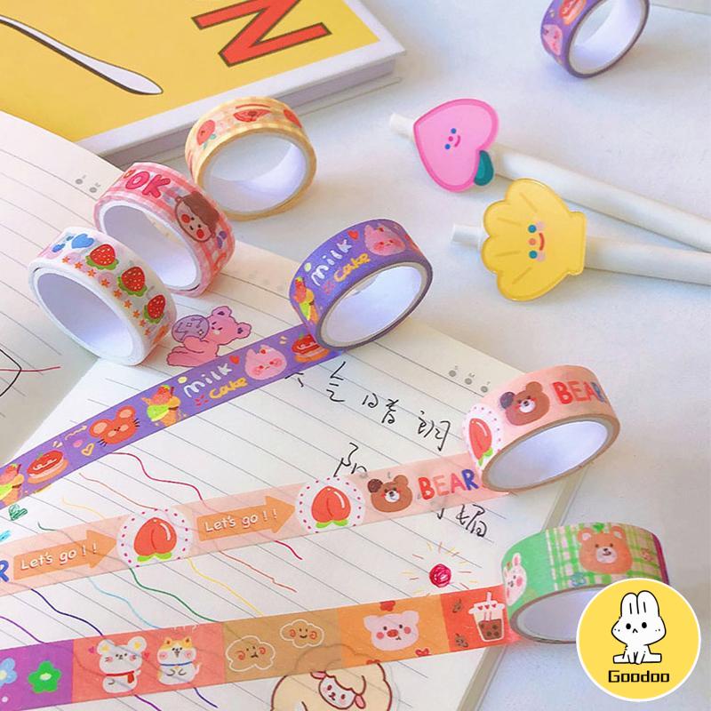 5Pcs/Set Washi Tape Kartun Lucu Korea Washi Tape Sticker Kertas Stiker Untuk DIY Dekorasi Buku Diary Alat Tulis-Doo