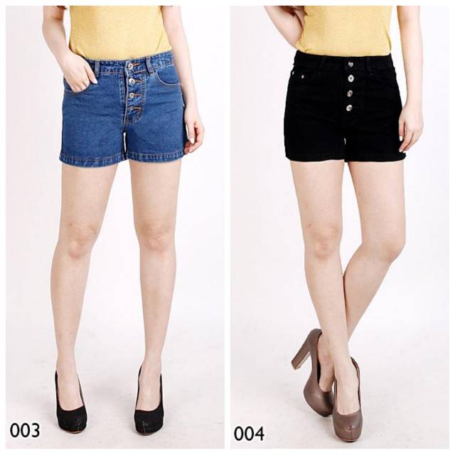 (27-30) Hotpants Kancing 4 Polos Celana Pendek Jeans Wanita Big Cewek Korea Short Jeans