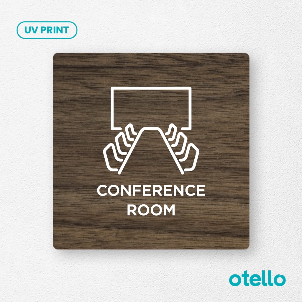 Otello Conference Room Sign Board Kayu Print Tulisan Label Nama Ruangan Signage Dinding Kantor Office