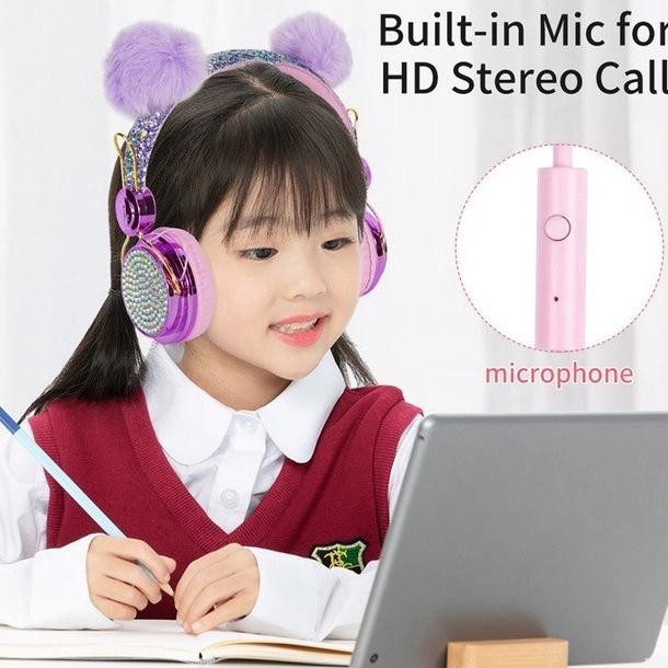 Headphone Kabel Unicorn Dengan Mikrofon Headset Anak Hadiah/Unicorn Li - Unicorn Bulu Terbaru