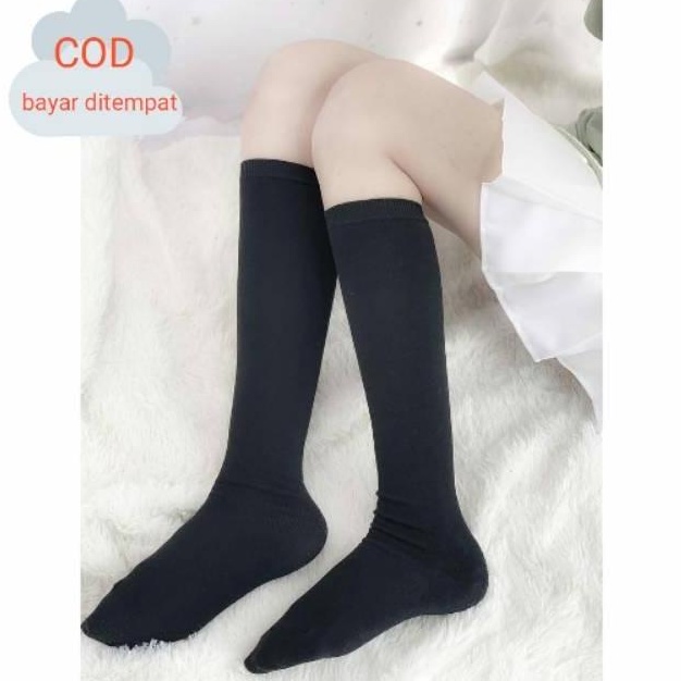 Kaus Kaki Unisex Panjang Selutut Bahan Spandex Lembut / Kaos Kaki Wanita Dewasa Selutut Tebal Bisa Untuk Pria Wanita Kaos Kaki Sekolah Putih Hitam Cream All Size Murah