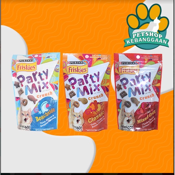 Snack Kucing Friskies Party Mix 60 gram All Varian Cemilan Kering