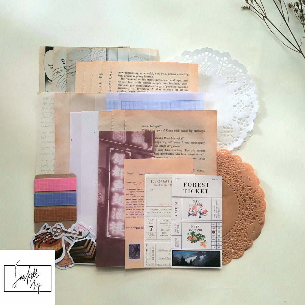 

Journal Kit Journaling Bujo Paper Ephemera Kit Scrapbooking Diy Compact Bundle +40pcs