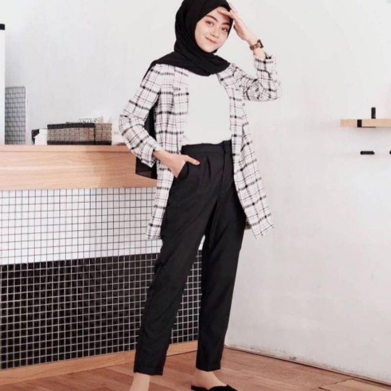 CELANA BAHAN WANITA PANJANG BAGY BEGY BEGGY BAGGY PANTS PANT KERJA KAIN WANITA