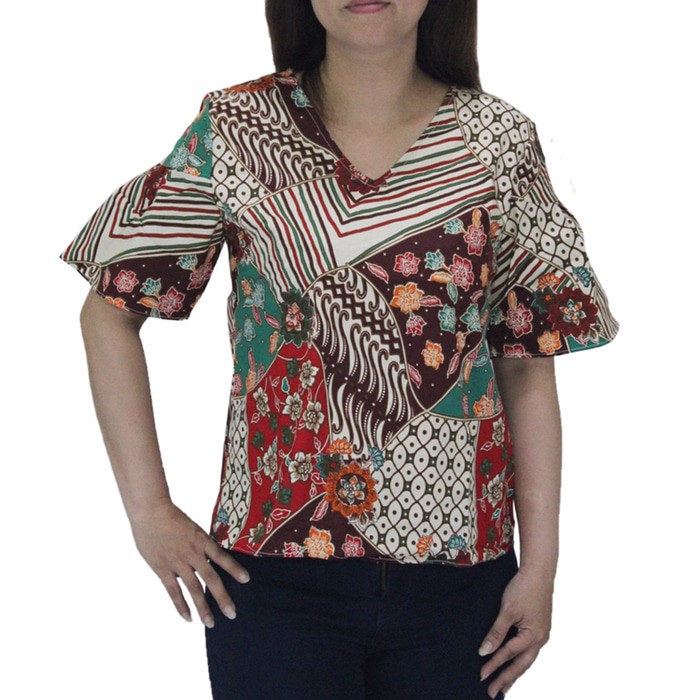 259bc Baju Batik Wanita Lengan Pendek Crop Top Model Terbaru