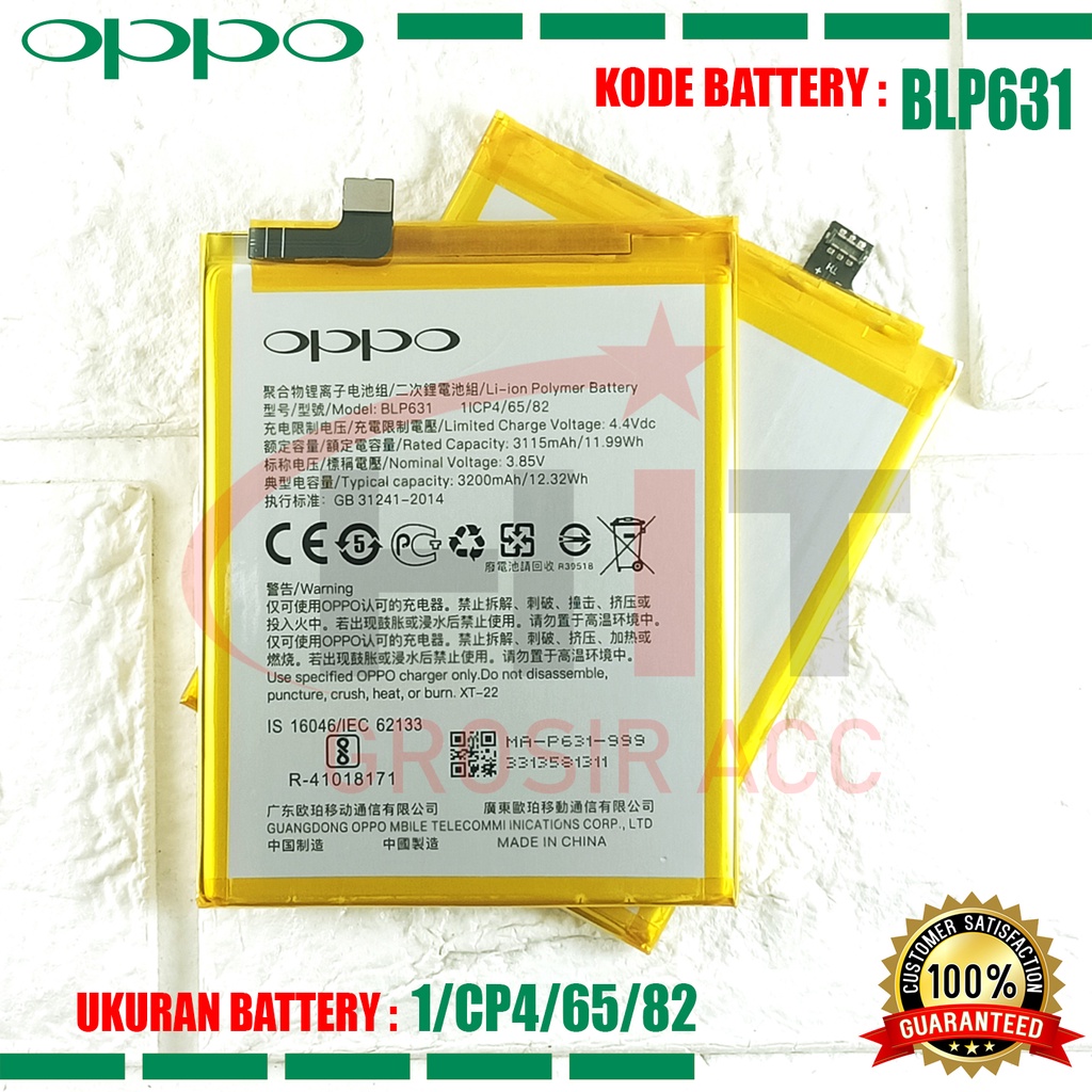 Baterai Battery Ori BLP631 Oppo F5, F3, F5 Plus, A77