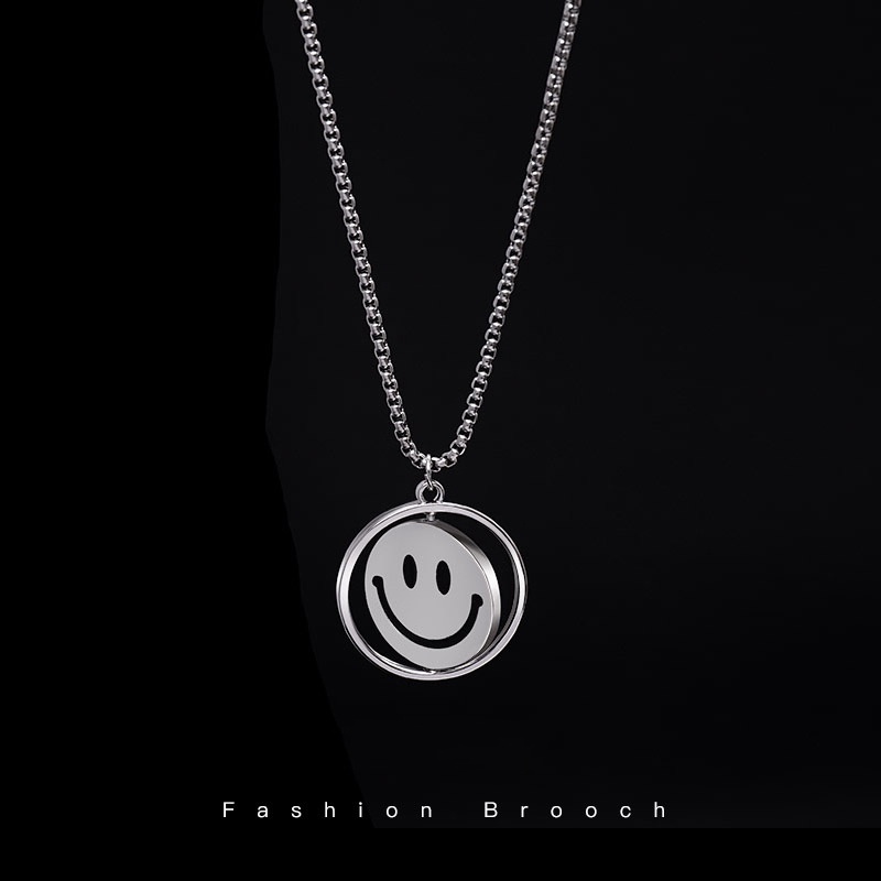 Kalung Rantai Panjang Liontin Smiley Face Gaya Korea Untuk Unisex