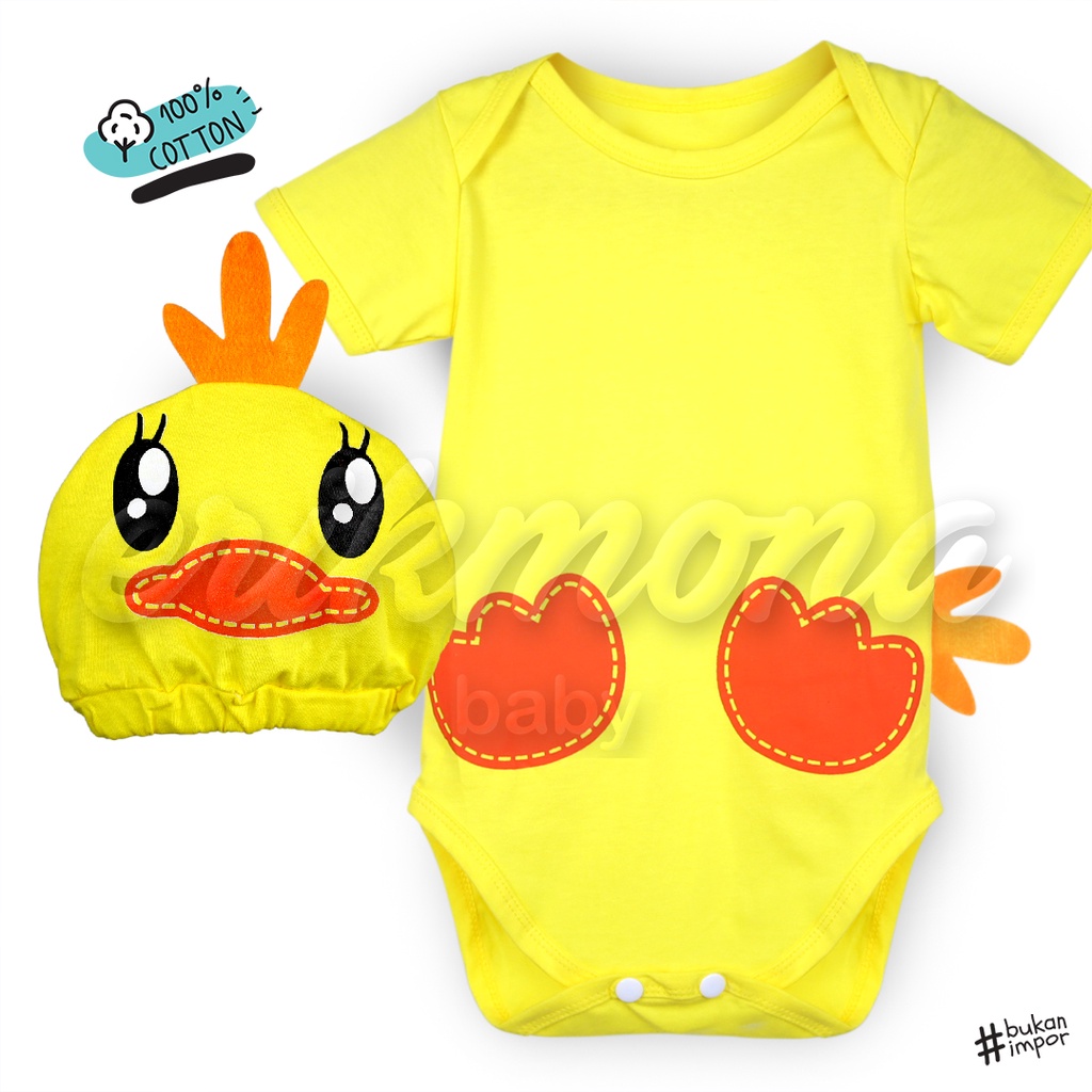 ⭐️baju bayi Jumper Bayi baju anak bebek kuning topi lucu⭐️