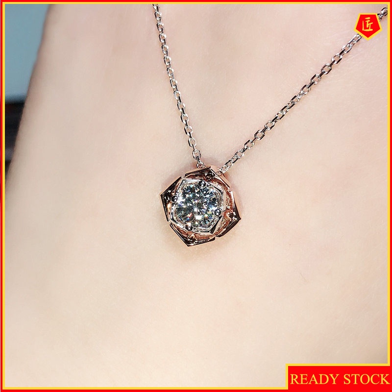 [Ready Stock]Creative Two-Color Rose Inlaid Diamond Pendant