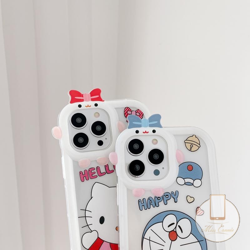 Soft Case Bumper Motif Kartun Hello Kitty Doraemon Untuk IPhone 11 13 12 14 Pro MAX 6 6S 7 8 Plus XR X XS MAX SE 2020