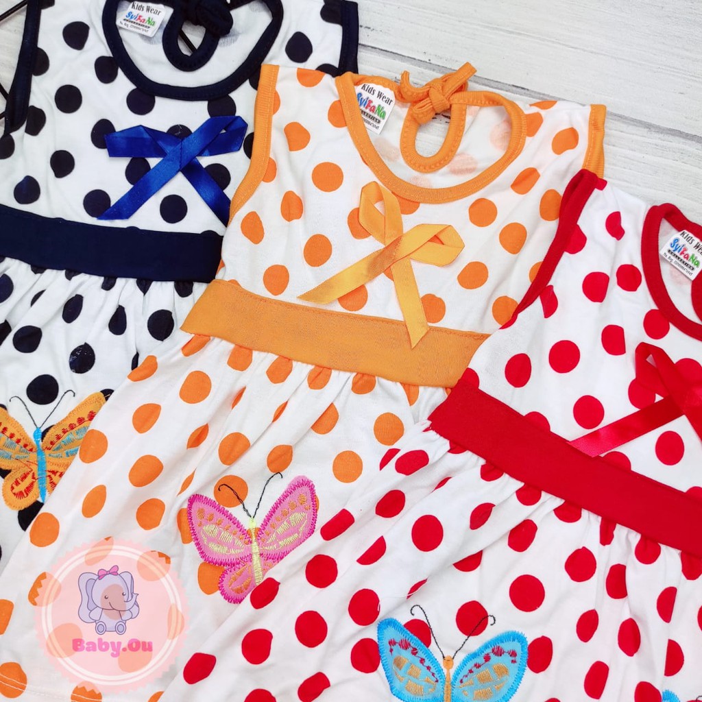 Dress Bayi Perempuan Motif Butterfly / Baju Bayi Perempuan  Merk Syifana / Baby.ou