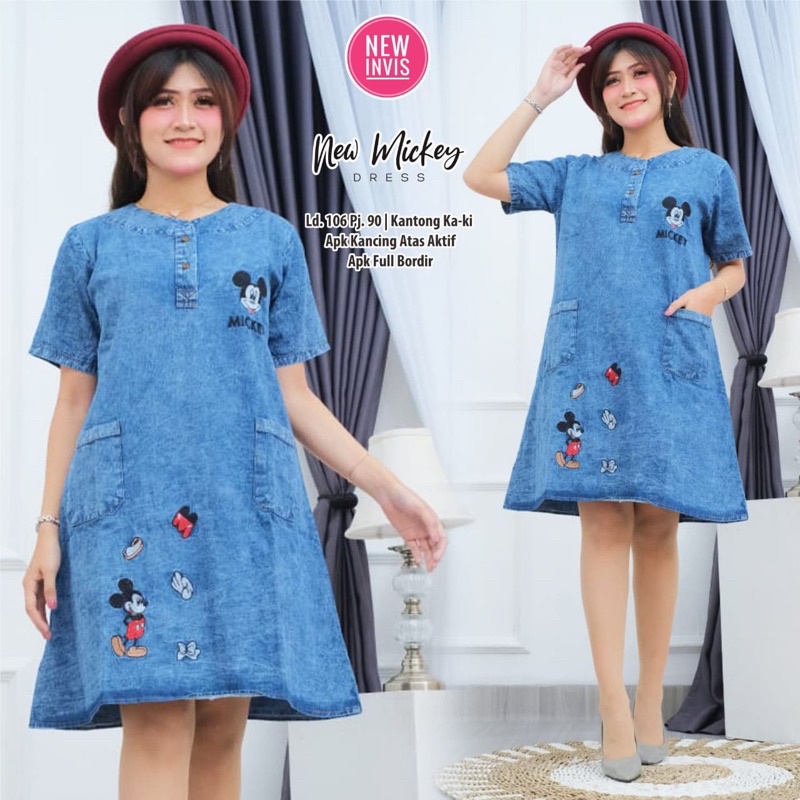 Dress Jeans Busui Bordir NEW MICKEY MOUSE Ada Saku Pocket