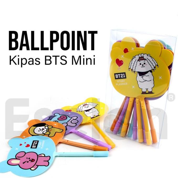 

populer] NEW! 12pcs Pulpen Gel BT21 Kipas Mini / 1pack Pulpen Kipas
