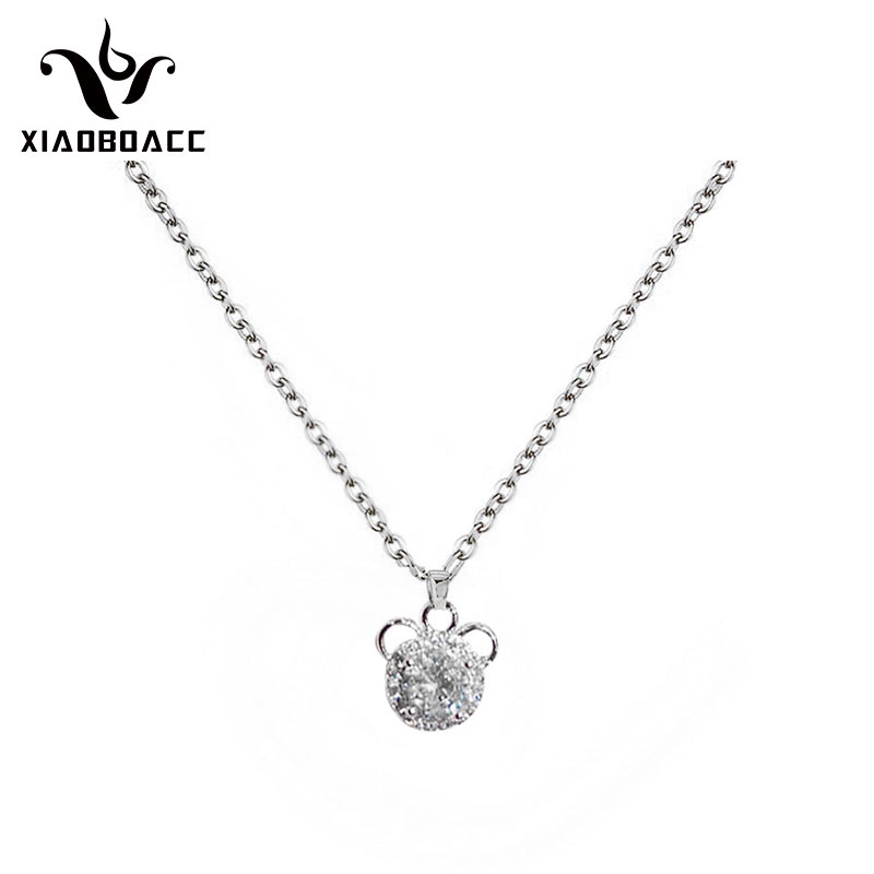 XiaoboACC Kalung Liontin Beruang Bahan Titanium Steel Ukuran Untuk Wanita - 38CM + 6CM