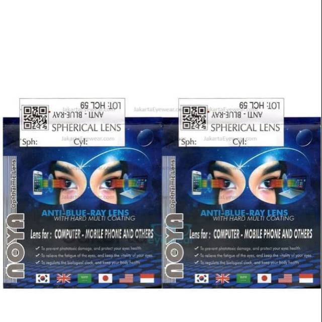 LENSA NOYA ANTI BLUE RAY LIGHT HI INDEX 1.67 (Max Min-12.00 Cyl-2.00)