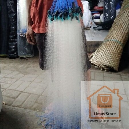 Jaring Ikan Siap Pakai Tinggi 1 meter Panjang 10 meter Senar 0,15 Lubang 2 inci (2 jari)