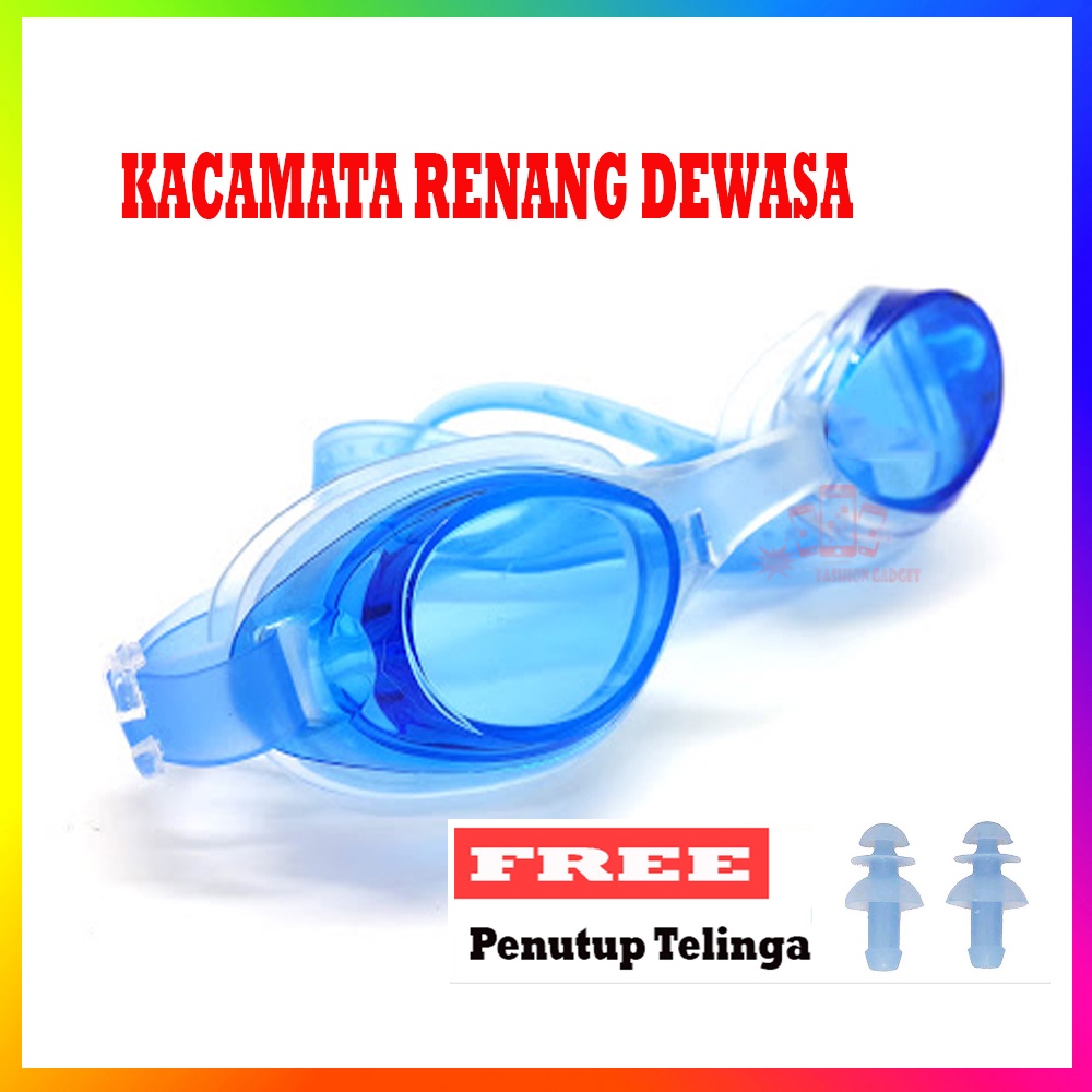 ( FREE Penutup Telinga ) Kacamata Renang Dewasa Simple Ringan Swiming Googles ANTI FOG ANTI UV KACA MATA RENANG