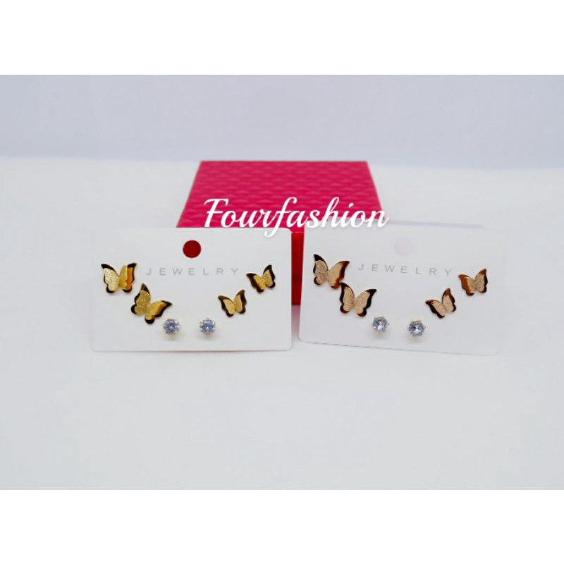 Fourfashion Anting Tusuk Titanium Kupu-Kupu Premium TS011