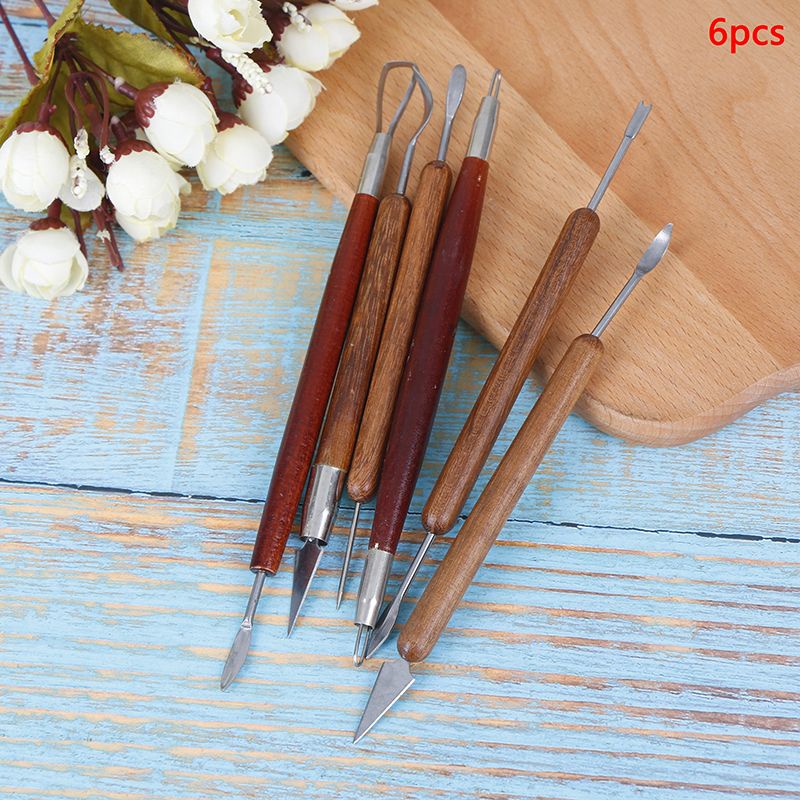 6PCS Clay Sculpting Tools Alat Tanah Liat Lilin Alat Ukir Tembikar Polimer