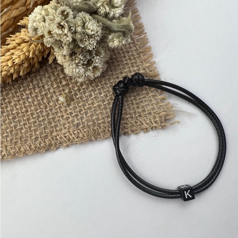 [GROSIR TERMURAH!] GELANG INISIAL HURUF DADU TALI SATIN / KOREA DAN GELANG POLOS-GELANG K