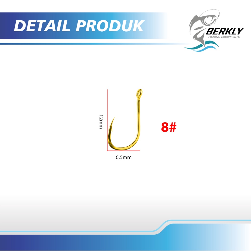 BERKLY Kail Pancing Gold 25 pcs High Carbon Steel Barbed Fishing Hook Tackle Kail GFYD-GFYDGOLD 8#