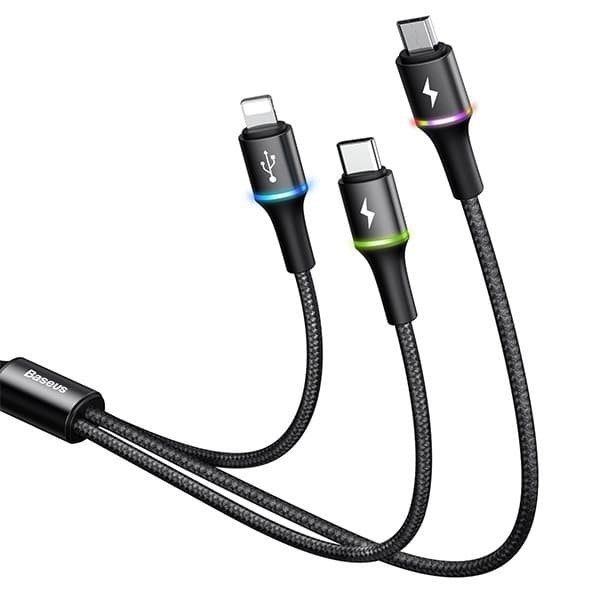 ORIGINAL Baseus Cable Halo 3in1 Micro USB + Type C + Iphone 1.2M 3.5A