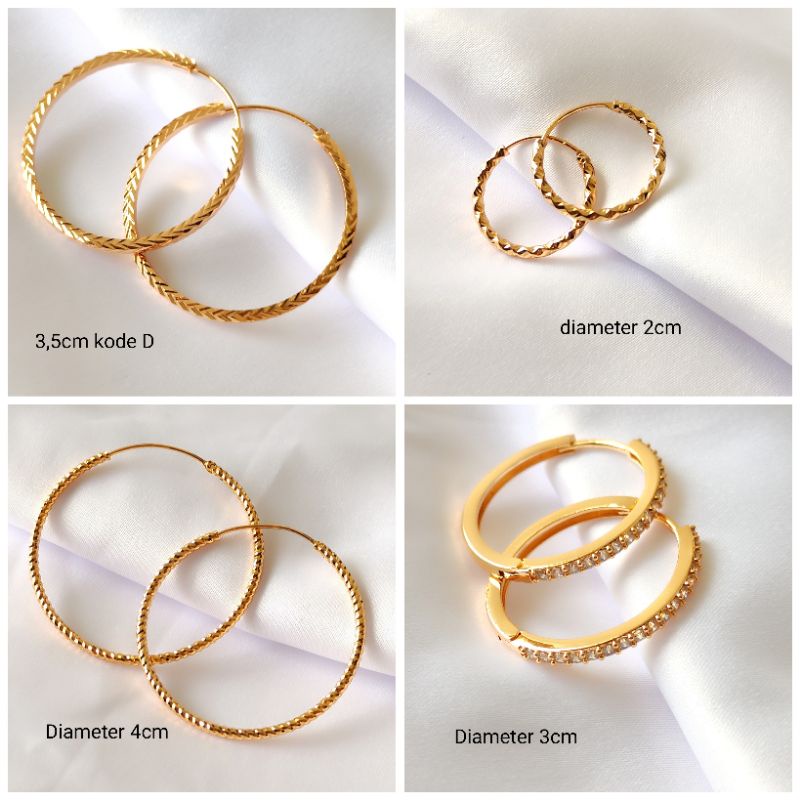 Anting hoop Xuping / anting bulat Xuping import lapis emas 18k