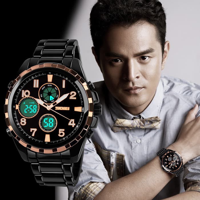 BARU JAM TANGAN SKMEI SEIKO GLAMOUR EMAS GOLD 1021 ORIGINAL MURAH TAHAN AIR - EMAS JAM TANAGA PRIA