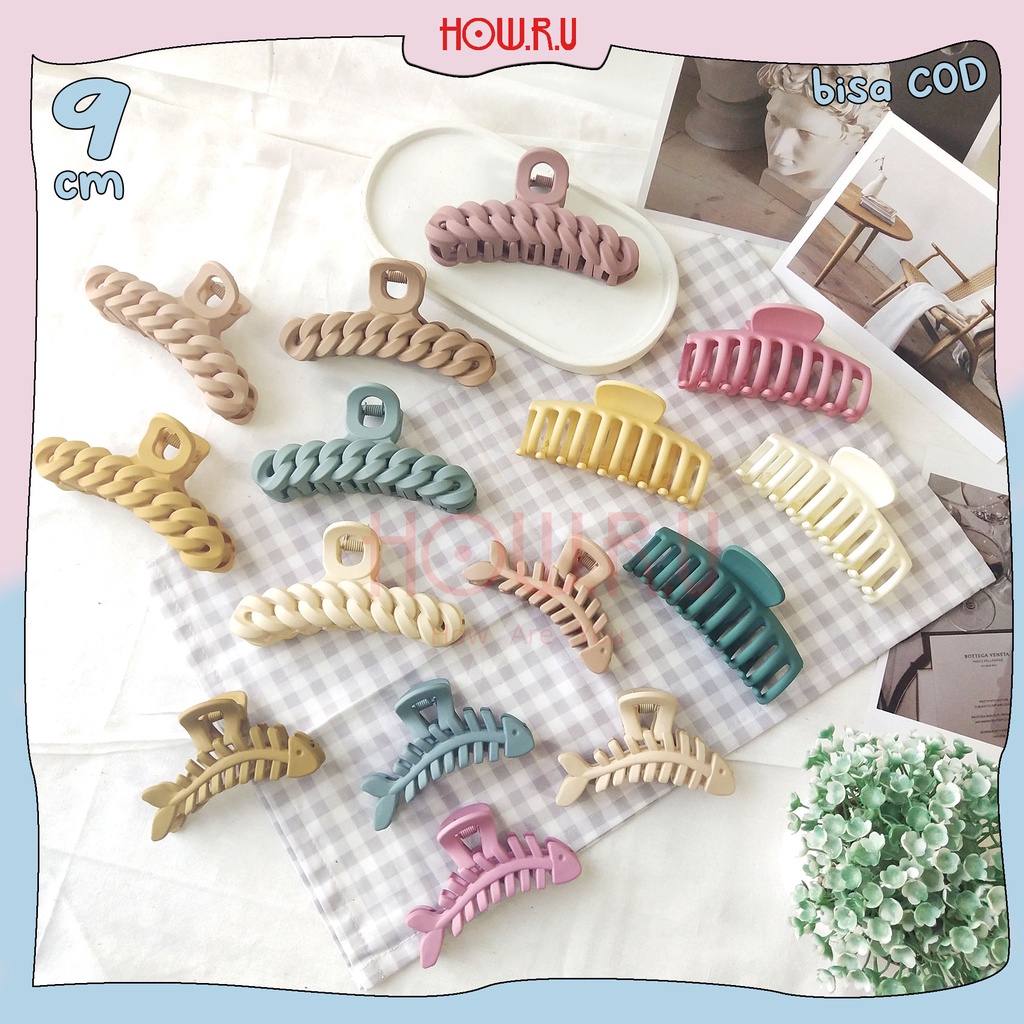 HOW.R.U | 7-10 cm - Jepit rambut  Korea Aneka Motif Warna Pastel