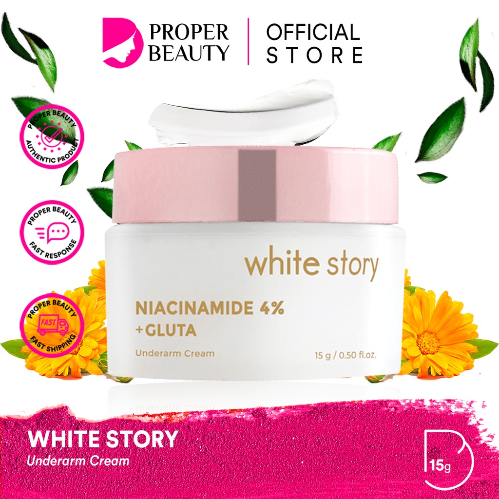 WHITE STORY Underarm Cream Indonesia / Brightening Acne Hydrating Advanced Soothing Exfoliating Peeling / Facial Wash Toner Essence Serum Day Night Eye Gel Clay Mask Masker Wajah Cleanser Cleansing Moisturizer Body Scrub Soap Face Care Oil / Paket Lengkap