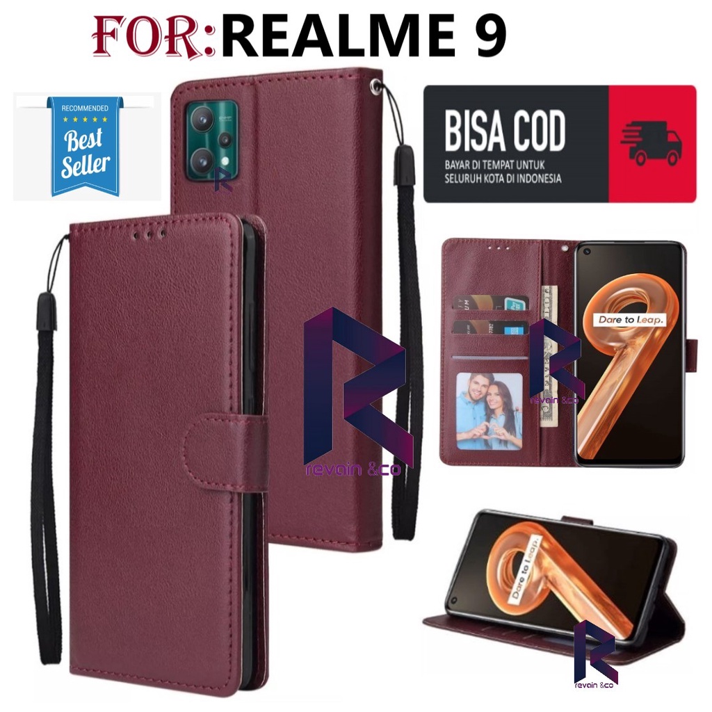 FLIP COVER REALME 9 CASE DOMPET CASING FLIP WALLET LEATHER KULIT PREMIUM SARUNG BUKA TUTUP FLIP CASE REALME 9