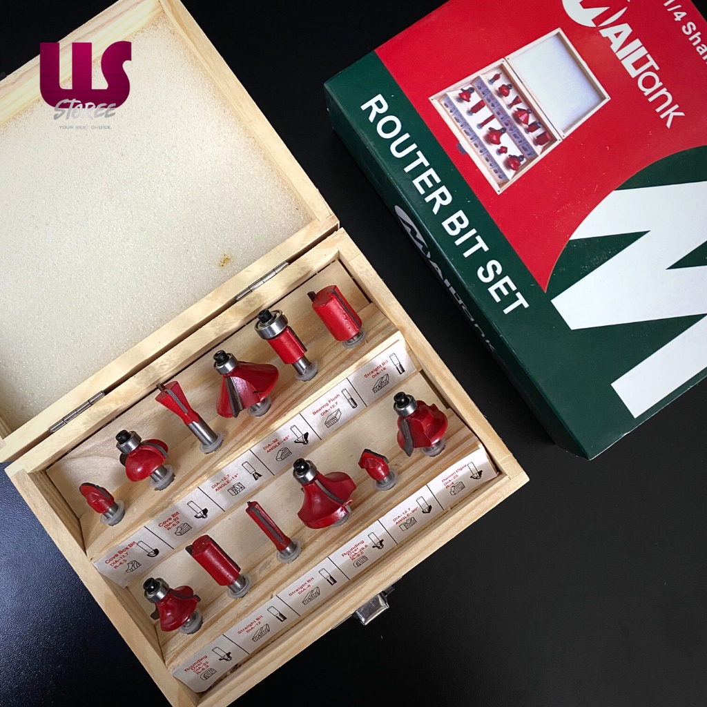 Mata Profil Ukir Kayu Kecil Mailtank SH 121 1/4 Set 12 Pcs Router Bit Set Mata Ukir Kayu Kuat Dan Tahan Lama