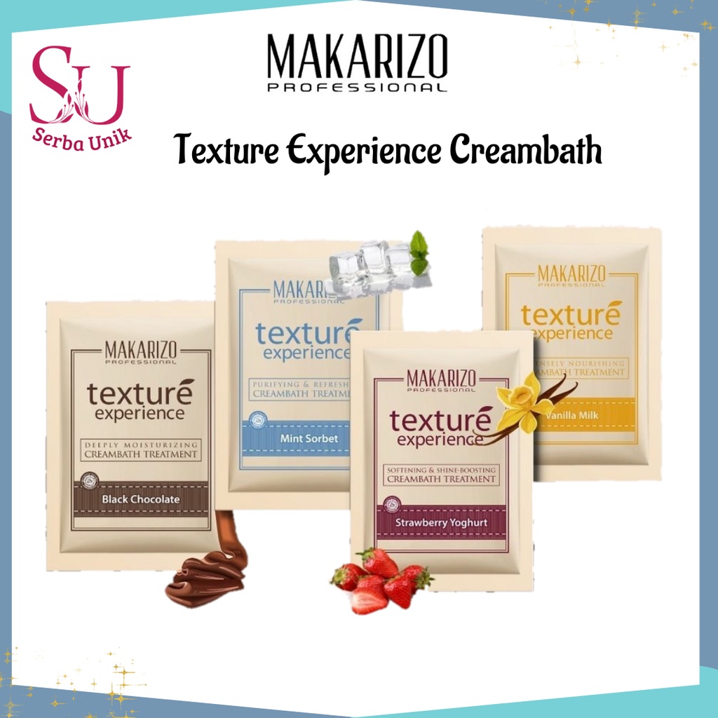 Makarizo Professional Texture Experience Creambath Sachet 60ml / Black Chocolate / Mint Sorbet / Vanilla Milk / Strawberry Yoghurt