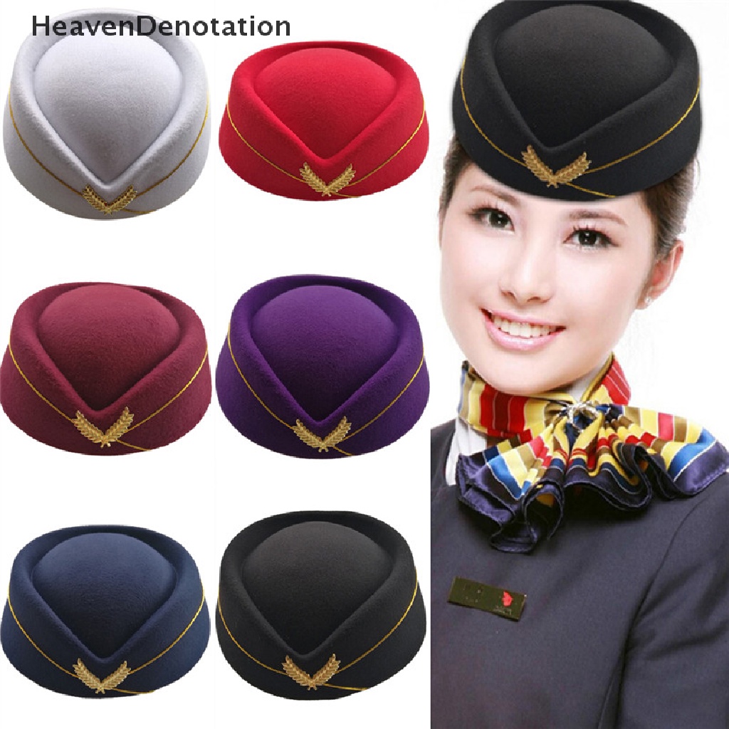 [HeavenDenotation] Cosplay Airline stewardess Cap Hat Wool Uniform Plane Fans Women Stage Perform